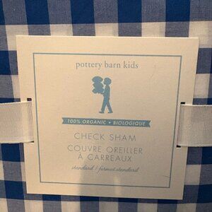 NWT Pottery Barn Kids Blue/White Checked Standard Pillow Shams - TWO